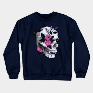 Day of The Dead Skull with Pink Flowers for Women and Men Crewneck Sweatshirt